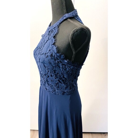 Lulu's "Dance All Evening" Navy Blue Lace Maxi Dress Halter  Size‎ S modern chic - Picture 6 of 8